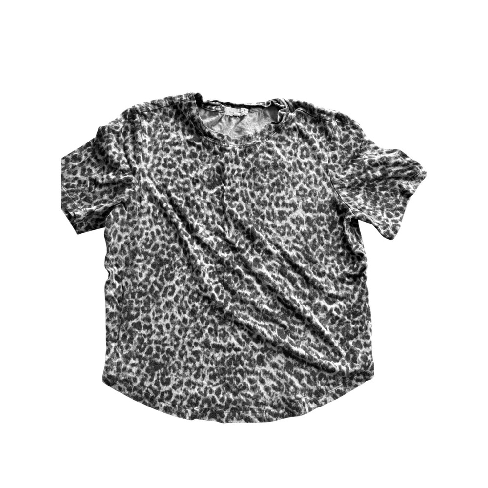 Good American Sepia Leopard Print Short Sleeve‎ Tee GT0204 Brown Womens Size 1